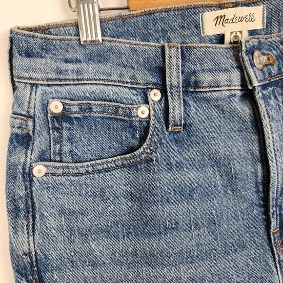 Madewell Jeans Mid-rise Perfect Vintage Distressed Ripped Blue Stretchy Sz 25 - Picture 12 of 16